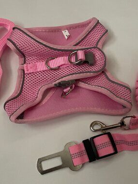 Pink Adjustable Pet Harness & Leash Set